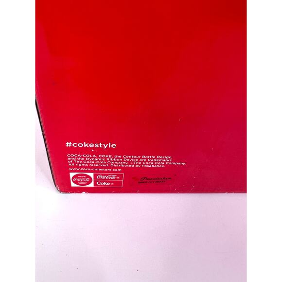 Coca-Cola Coca Cola Hi Ball Diamond Red Print Glass - Set of 4 NEW IN BOX - Picture 6 of 8